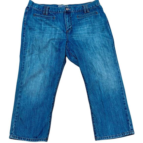 Old Navy Cropped Low Waist Denim Blue Jeans Women's 16 W36-36 L23 All Cotton - Picture 1 of 3
